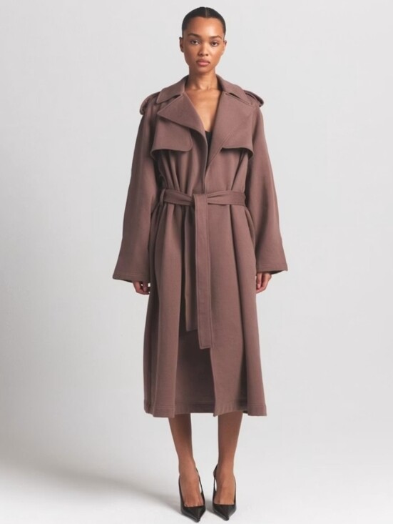 SKIMS Jackets & Blazers - SKIMS Boyfriend Fleece Trench Coat in Umber